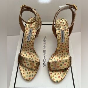 Tabitha Simmons Gold Floral Leticia Heels